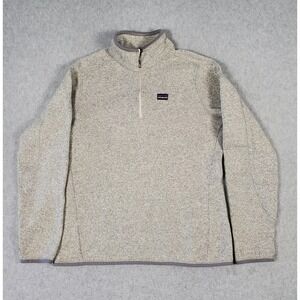 Patagonia Better Sweater Womens Large 1/4 Zip Pullover Fleece Gray Beige Heather
